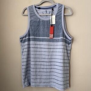 Buffalo David Bitton Tank Top Mens Large Blue Skyline Stripe Tagless Cotton